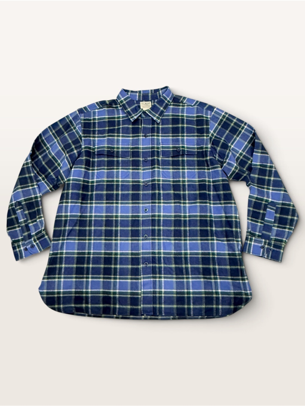 L.L.Bean Flannel Shirt Men's Chamois Traditional Fit Plaid Deep Blue NWT - Picture 11 of 13